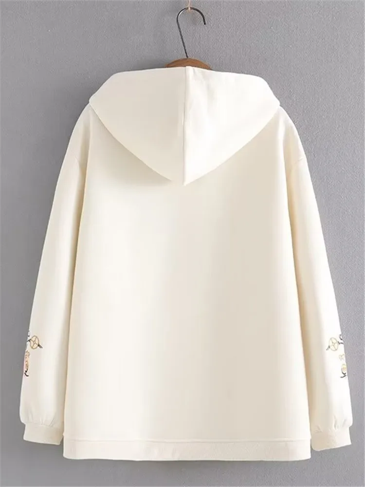 Plus Size Women's Hooded Long Sleeve Sweatshirt Solid Jersey Cotton With Thin Fleece Inside Plus Size Tops In Winter And Autumn
