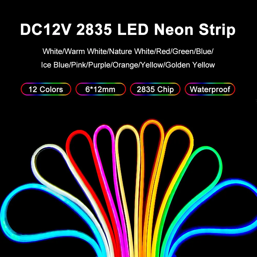 DC12V Neon Signs Flexible Led Tube Can Be Cut 2835 120LEDs/M Waterproof IP65 Silicone Strip Light Christmas For Holiday Party - купить по