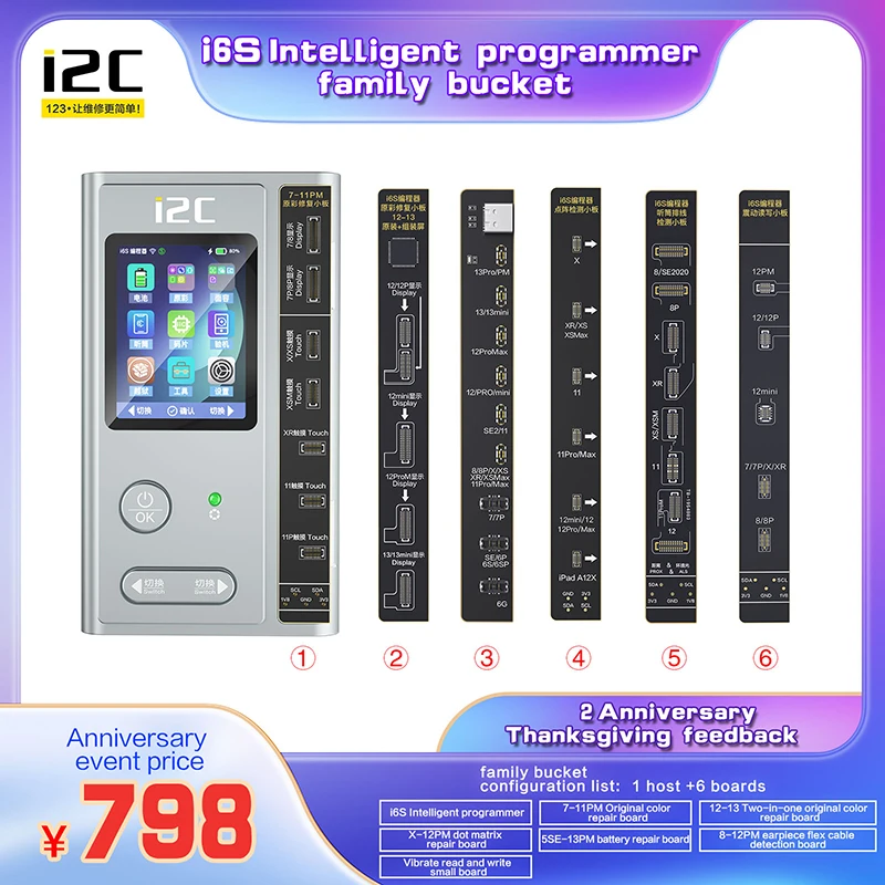 

i2C i6S Programmer i2c face id iphone screen Programmer iphone 12 true tone programmer iPhone 13 Battery Fingerprint Repair tool