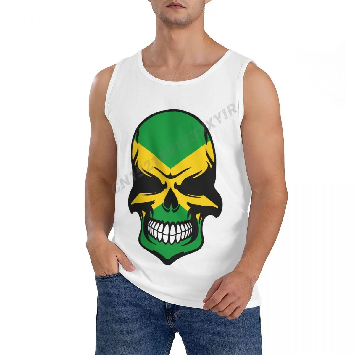 

Мужская майка с японским флагом, крутая майка с черепом, мужская рубашка из 100% хлопка, яркая летняя майка без рукавов с круглым вырезом