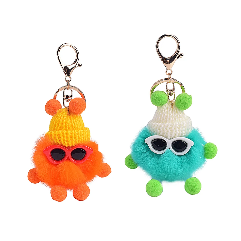 

Real Rex Rabbit Fur Little Briquettes Elf ins Net Red Cute Bag Ornament Plush Doll Car Keychain Pendant New Fashion