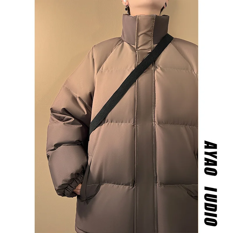 Winter Jacket Men Warm Fashion Gradual Color Thickened Jacket Men Streetwear Korean Loose Thick Short Coat Mens Parker Clothes