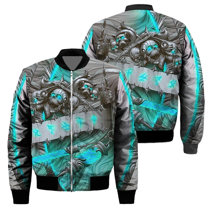 3D Padded Fashion New Quilted Coat Streetwear Jacket Cotton Spring Autumn Winter Warm Digital Print Youth Cool Bomber Outerwear