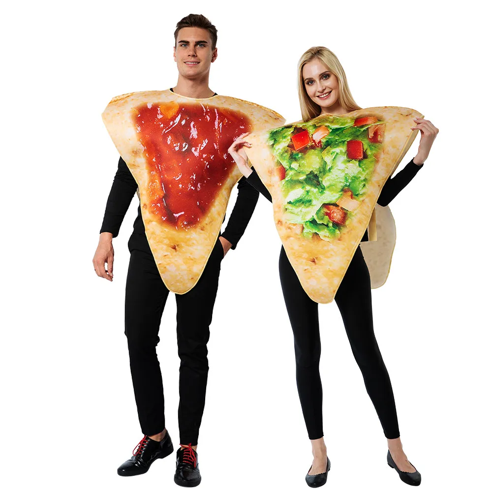 Adult Funny Pizza Slice Cosplay Costume Men Women Halloween Food Couple Outfits Carnival Easter Purim Fancy Dress