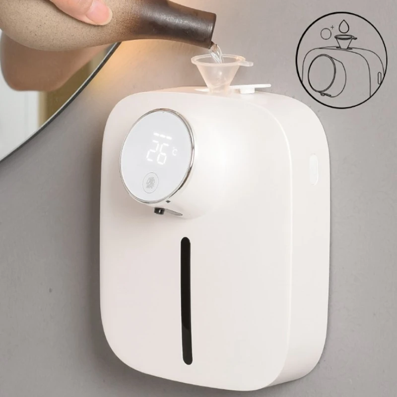 Hot Soap Dispenser Wall-mounted Rechargeable Temperature Display Liquid Soap Dispensers Automatic Foam Hand Sanitizer Machine