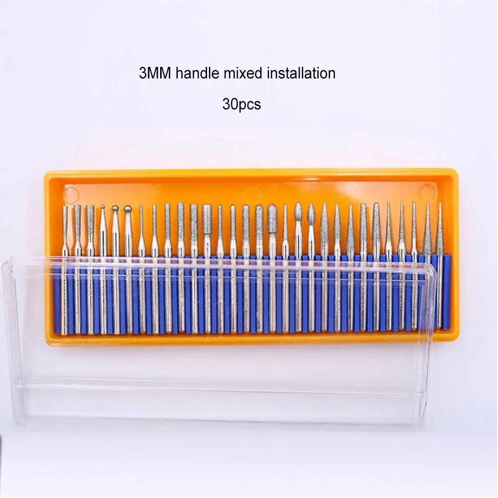 

30Pcs 3MM Professional Grinding Head Small Carving Tools Wearable Durable Wide Application Portable Polishing Tool Needle
