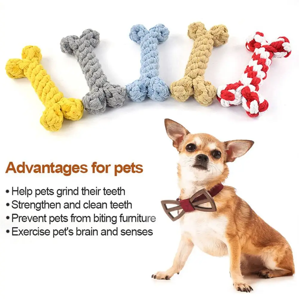 

Bones Shape Dog Toys for Small Large Dogs Bite Resistant Teething Cleaning Chew Toy Cotton Pet Puppy Molar Toys Pets Products