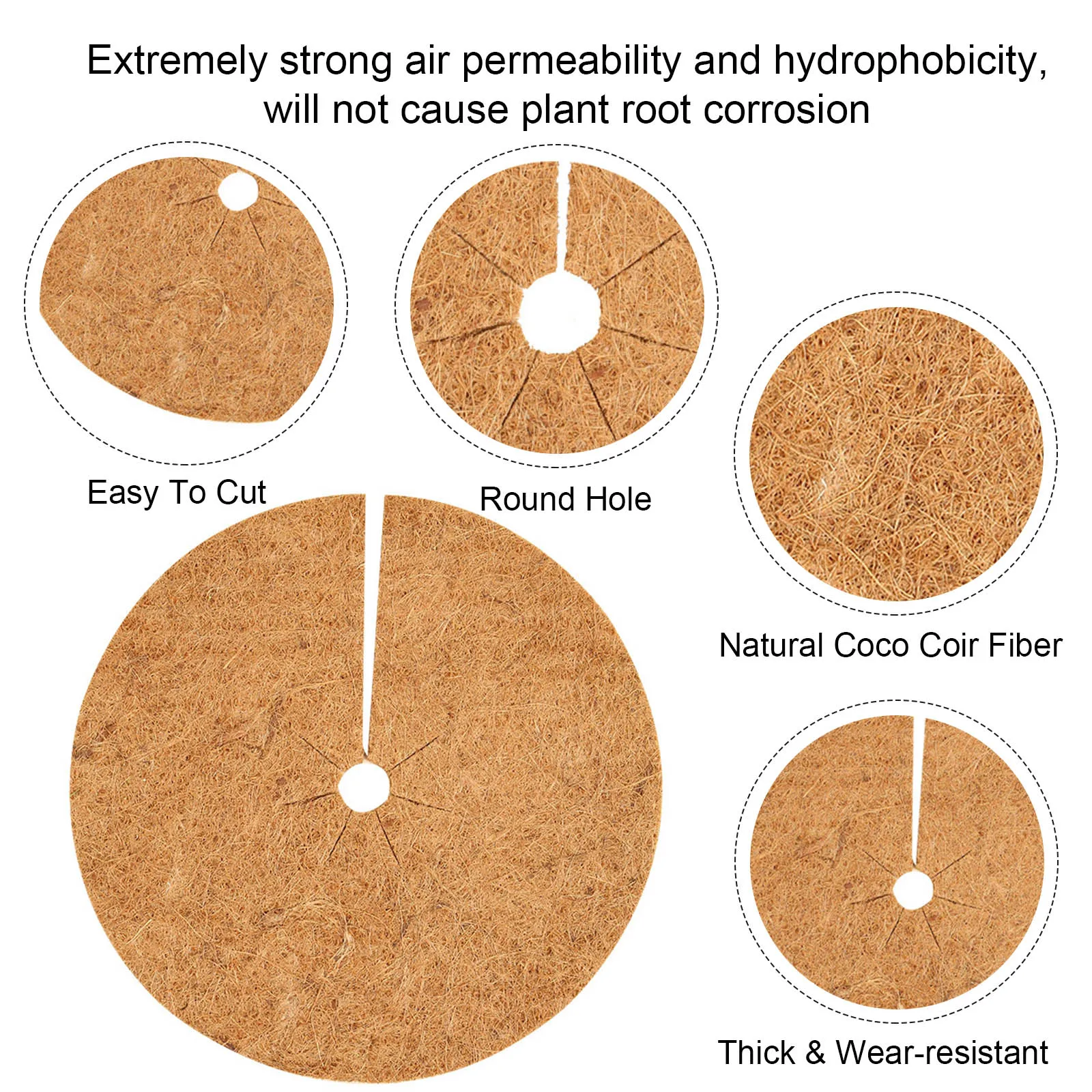 

4 Pcs Coconut Shred Covering Tray Plant Winter Frost Protection Pot Lid 20cm/30cm/35cm/40cm/45cm/60cm Coconut Mulching Discs