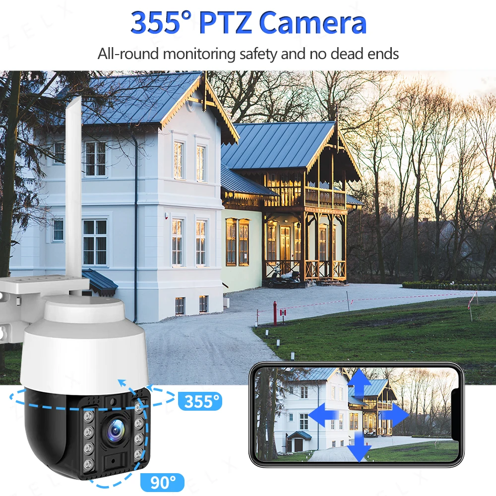 8MP Wi-Fi Беспроводная IP-камера 4K Камера видеонаблюдения PTZ Наружная 4MP 3MP HD H.265 AI
