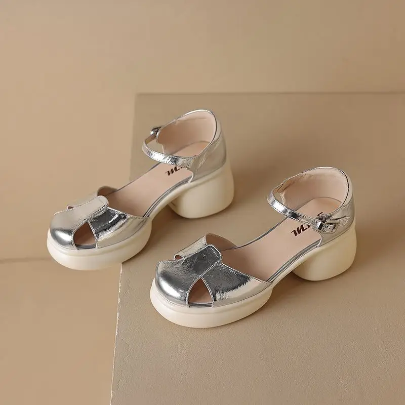 Женские туфли-лодочки из коровьей кожи на платформе