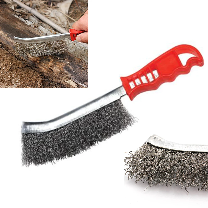 

Hand Brush Tools Steel Metal Rust Red+Silver Workshop Wire Cleaning Removal Prep