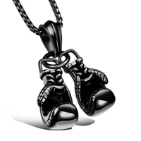 personalized boy boxing gloves pendant necklaces for men 316 stainless steel chain fashion mens jewelry gift