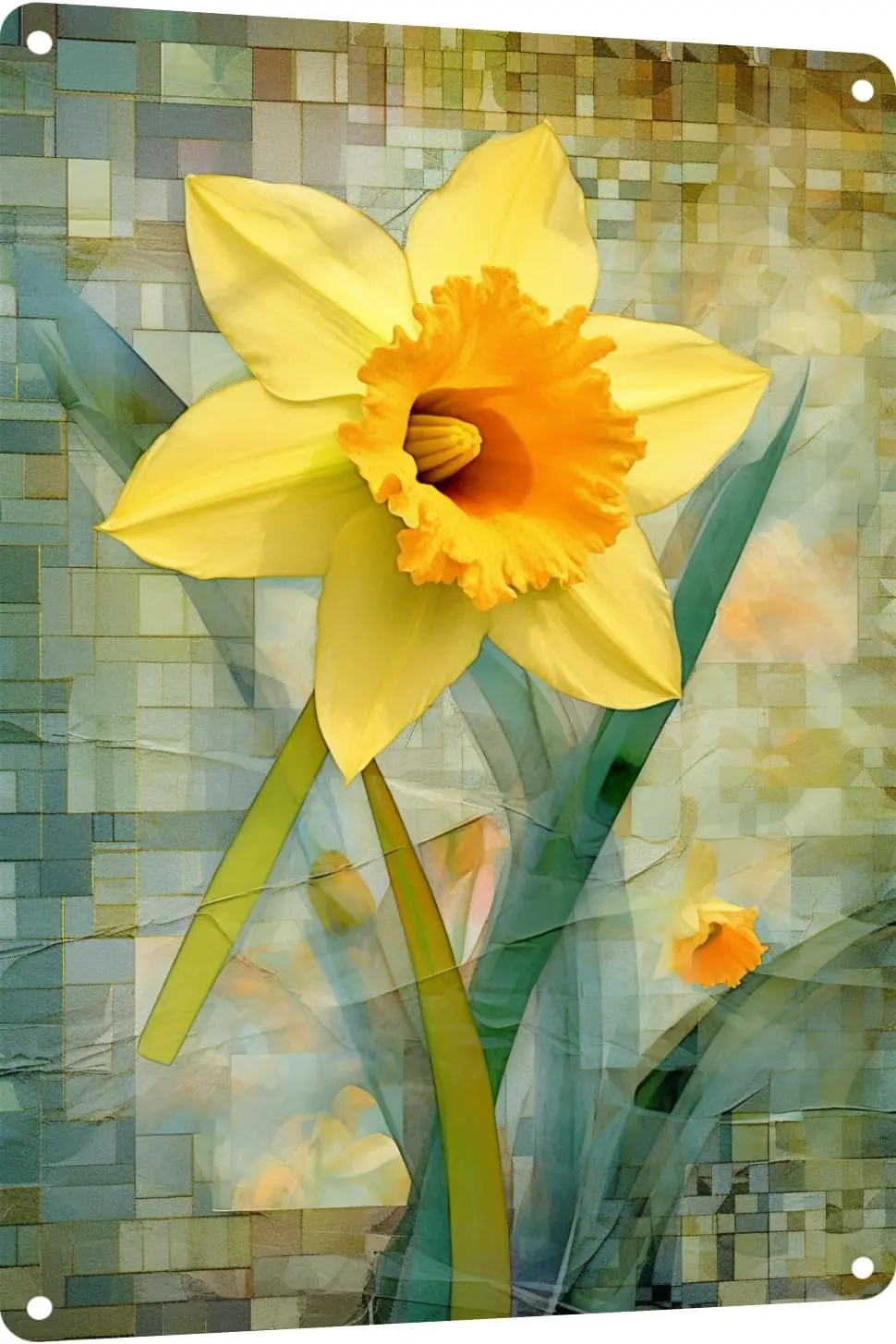 Винтажный стиль Daffodil солидный винтажный жестяной знак Декор цветочный