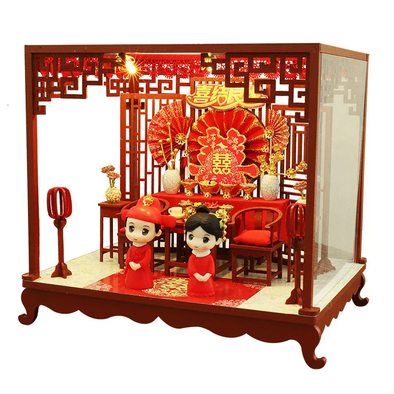 

Китайский древний деревянный кукольный домик «сделай сам» на свадьбу с мебелью Миниатюрный Кукольный домик для пары подарок на помолвку Сю...
