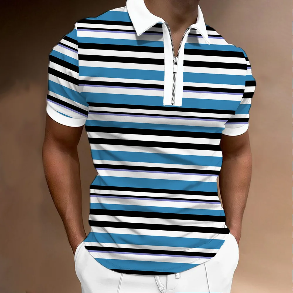 

Мужская Повседневная летняя рубашка-поло с коротким рукавом, Мужская футболка на молнии, мужские топы, одежда для улицы и гольфа, одежда для ...