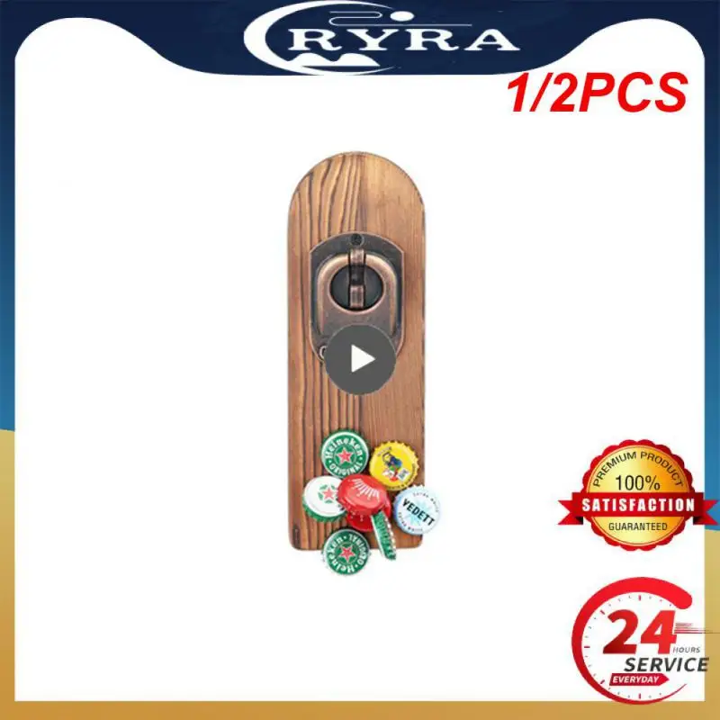 

1/2PCS New Magnet Wall Mounted Bottle Opener with Magnetic Catcher Wooden Refrigerator Mount Home Decor Gadgets Toss Game