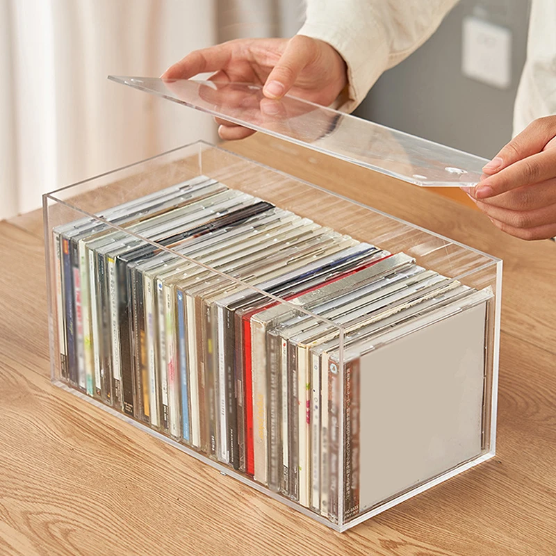Акриловый ящик для хранения DVD/CD прозрачный чехол-держатель DVD с крышкой