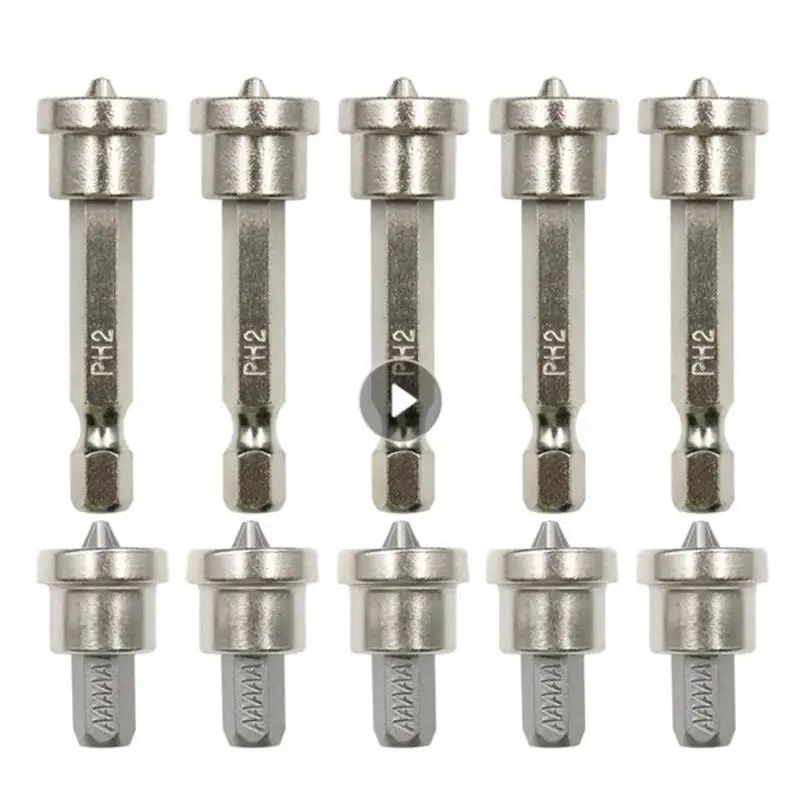 

5pcs Magnetic Positioning Screwdriver Bit 25/50MM Woodworking Screw Hex Shank Anti-skid Magnetic Ring Positioning Bit Batch Head