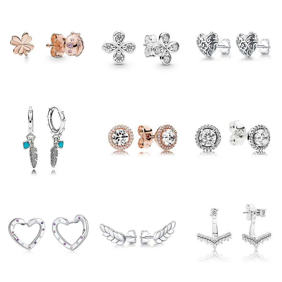 

925 Sterling Silver Earrings Rose Gold Ladybug Diy Dream Catcher Ear Of Wheat Shape Earrings For Women Wedding Party Jewelry