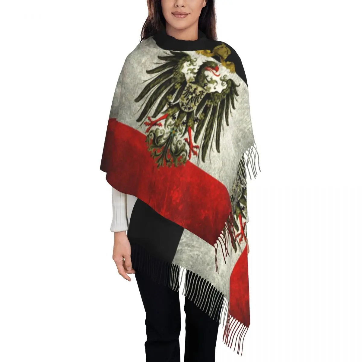 

German Empire Flag Germany Scarf for Women Fashion Winter Shawl Wraps Tassel Wraps