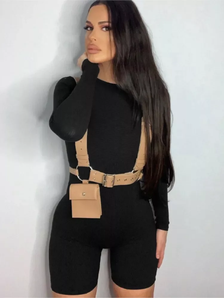 

New in 2022 Long Sleeve Romper Playsuit Women jumpsuit Female Bodysuit Shorts Workout Yogaing Fitness Overalls For Women Clothes