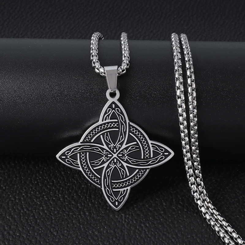 

Men Women Trendy Vintage Viking Witch Knot Symmetrical Celtic Knot Stainless Steel Pendant Necklace Fashion Amulet Gift
