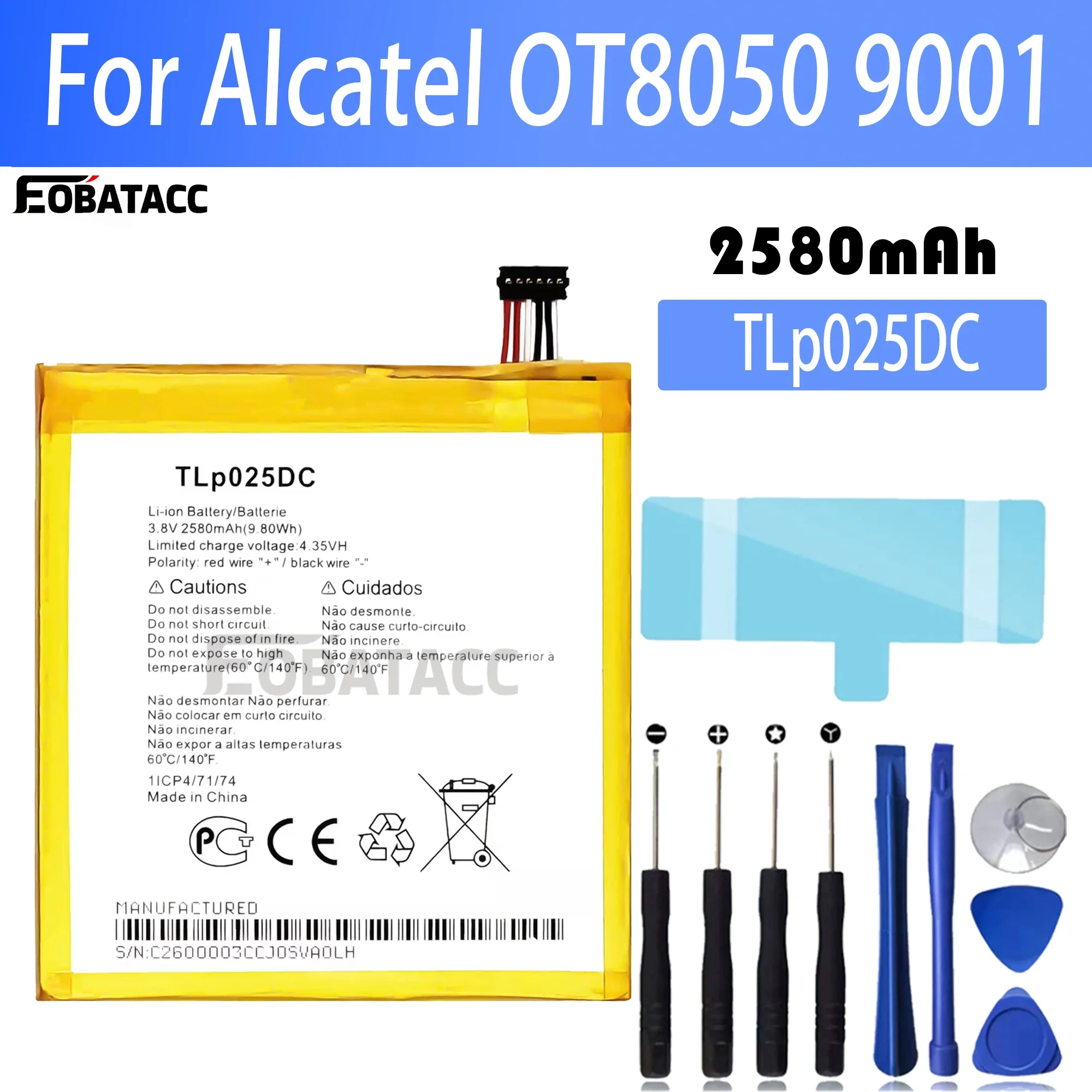 100% Новый оригинальный аккумулятор TLP025DC для Alcatel OT8050 9001 + Бесплатные инструменты