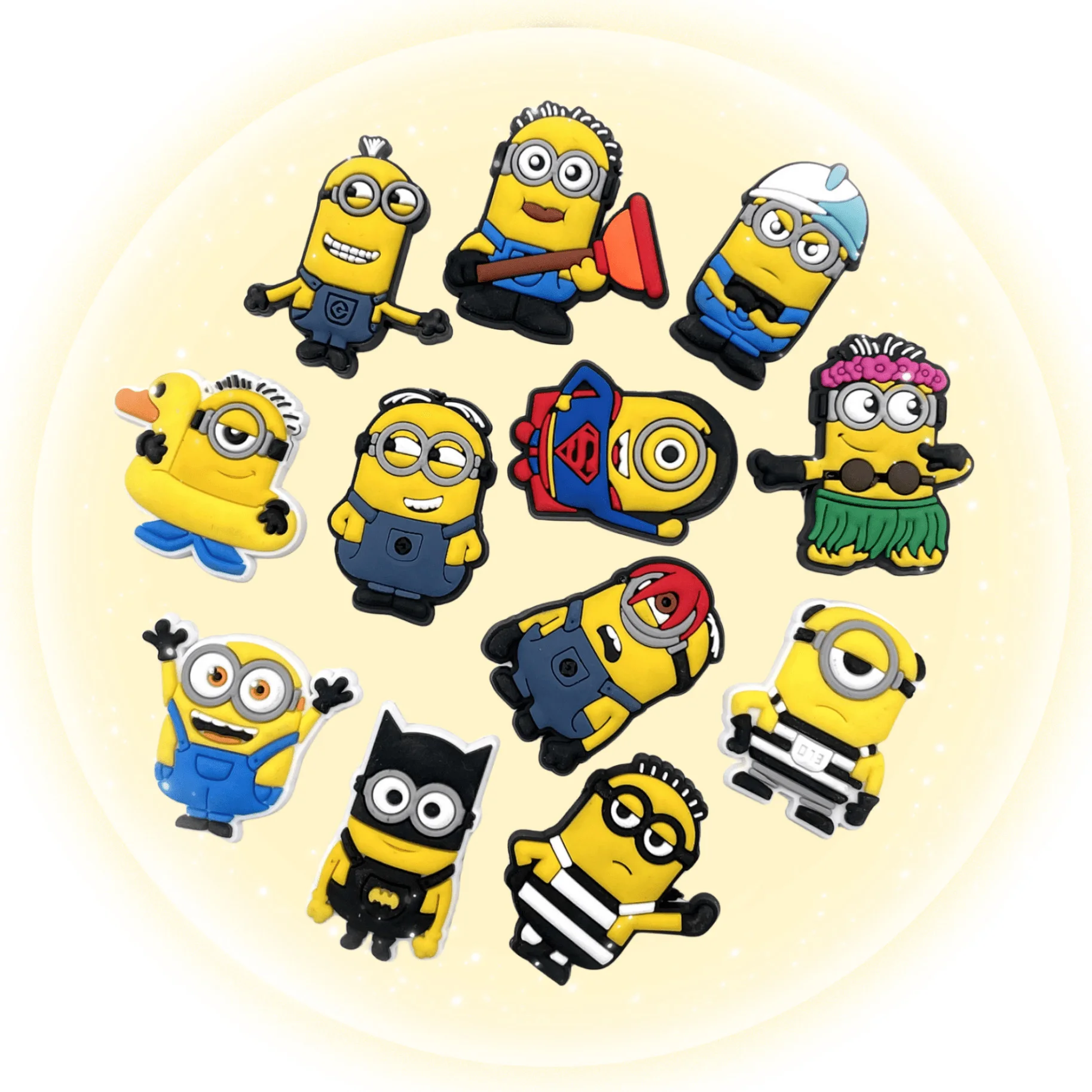 

12 шт. в наборе, желтые милые аниме персонажи обуви, Кроксы, подвески для одежды, аксессуары для обуви, подвески для искусственных подарков