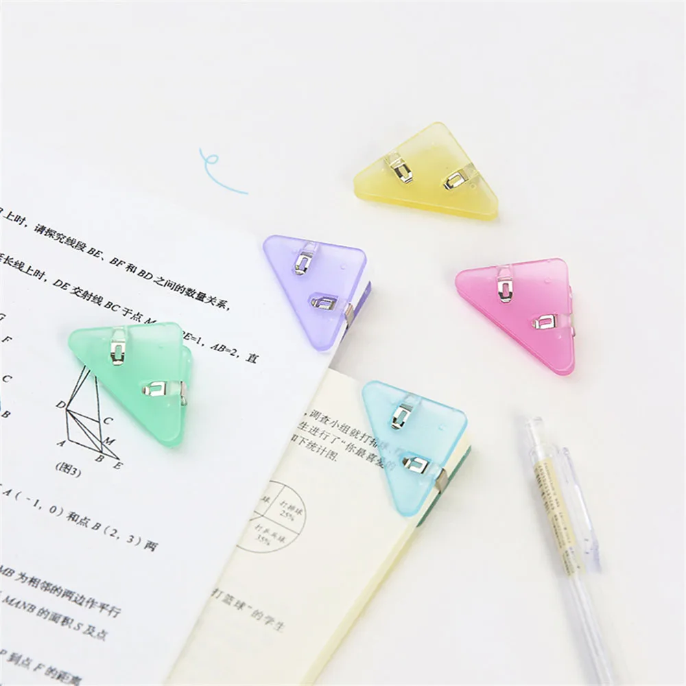 

5pcs Colorful Plastic Corner Clip Transparent Test Page Holder Paper Clip Clamp File Index Photo Office School Stationery
