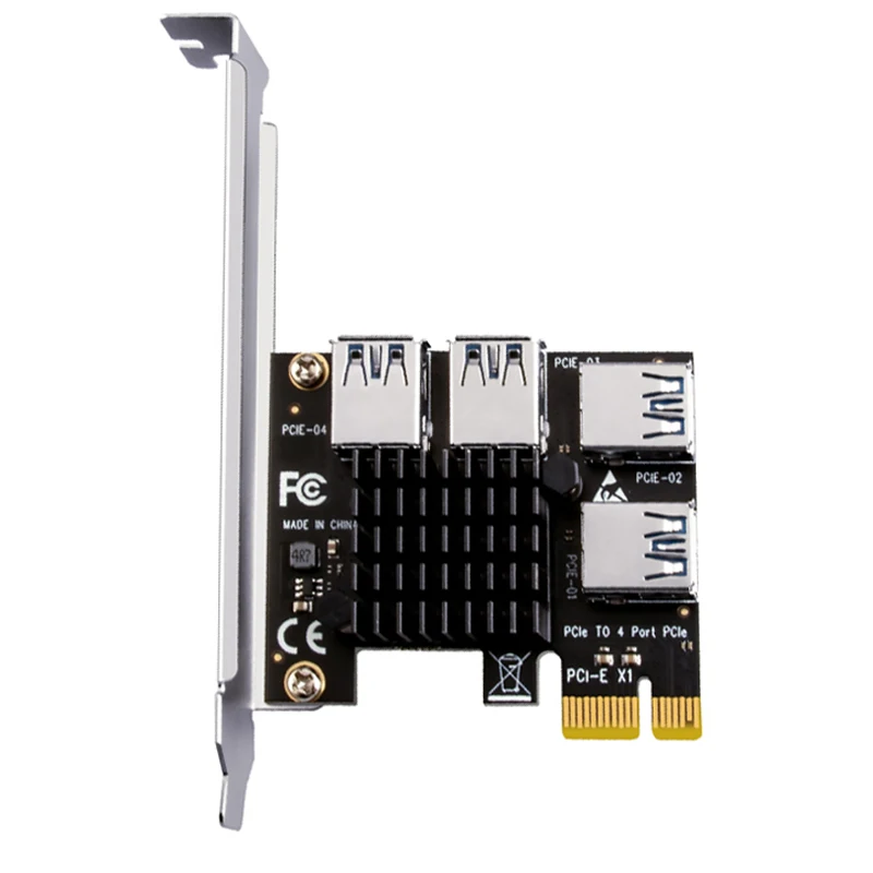 

Карта расширения PCIE 1-4, внешний 4 слота PCI-E, адаптер PCIE X1 5 Гбит/с, USB3.0, PCIe, преобразователь, высокая стабильность для майнинга биткоинов