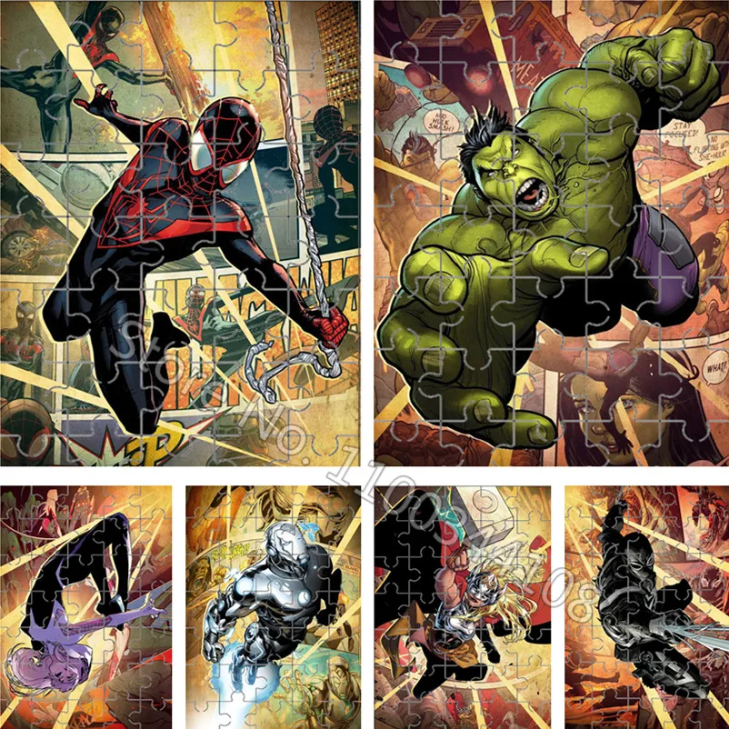 

Marvel The Avengers Jigsaw Puzzle Superhero Cartoon Comic Venom Hulk 35 Pieces Puzzles Adult Decompression Toys Kids Collections