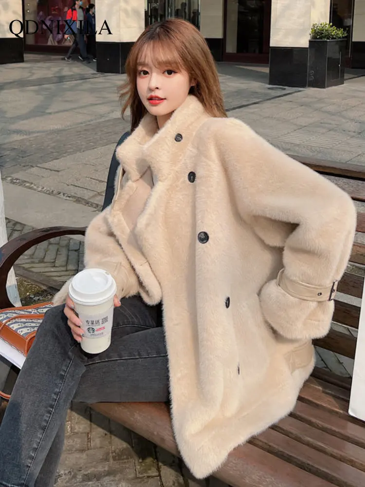 Winter Coat for Women 2022 New Lamb Wool Coat Korean Version Mink Down Thermal Faux Fur Coat Women Fur Jacket Free Shipping