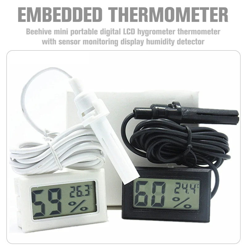 

Mini LCD Digital Display Hygrometer Thermometer With Sensor Monitoring Convenient Portable Humidity Detector Beekeeping Beehive