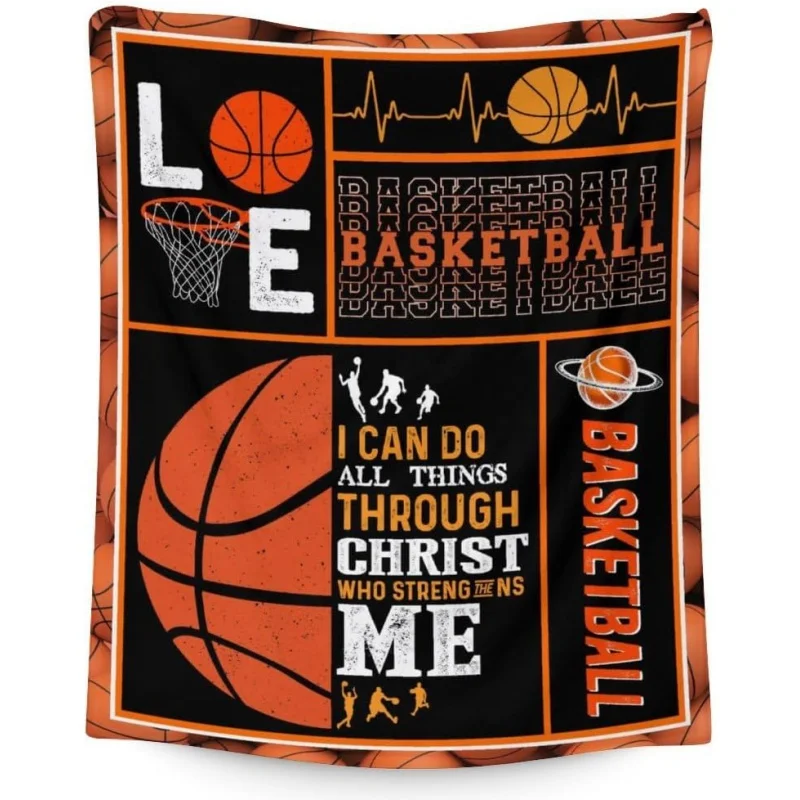 

Basketball Blanket Soft Plush Warm Small Blanket for Crib Sofa Sports Throw Blankets Gifts for Boys, Girls Travel Blanket