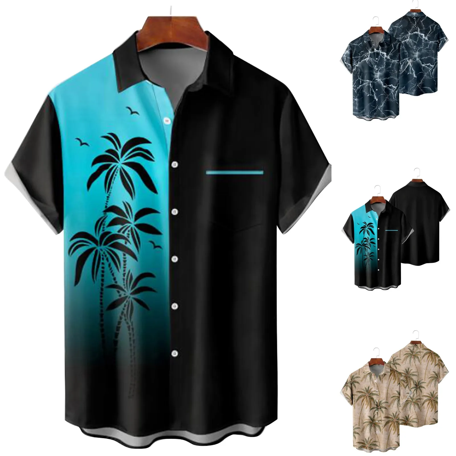 

Collar Short Mens Printed Hawaiian Shirts Short Sleeve Button Down Beach Shirts Shirt For Man Loose Tunic Top