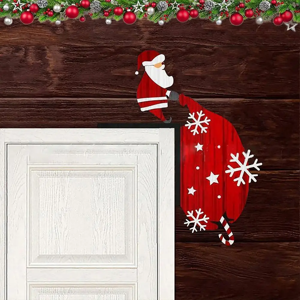 

Новогоднее 2023 Рождественское украшение для дверной рамы, деревянное украшение для двери Санта-Клауса, праздвечерние чные товары для пингви...