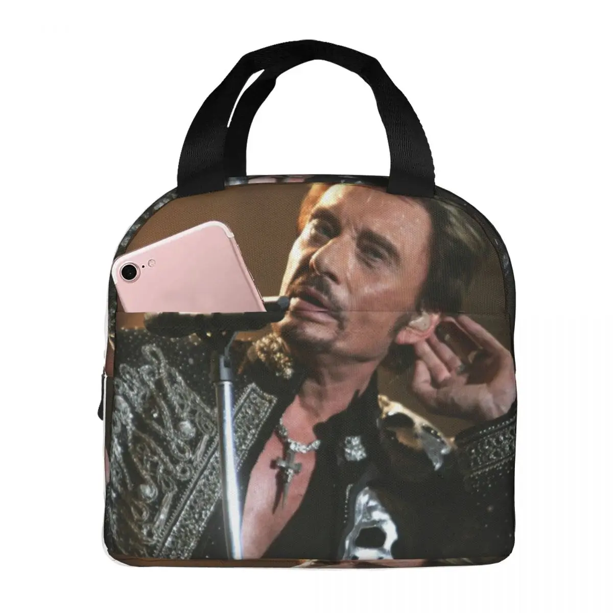 Lunch Bags for Women Kids Johnny Hallyday Insulated Cooler Bag Waterproof Picnic French Rock Singer Oxford Lunch Box Food Bag