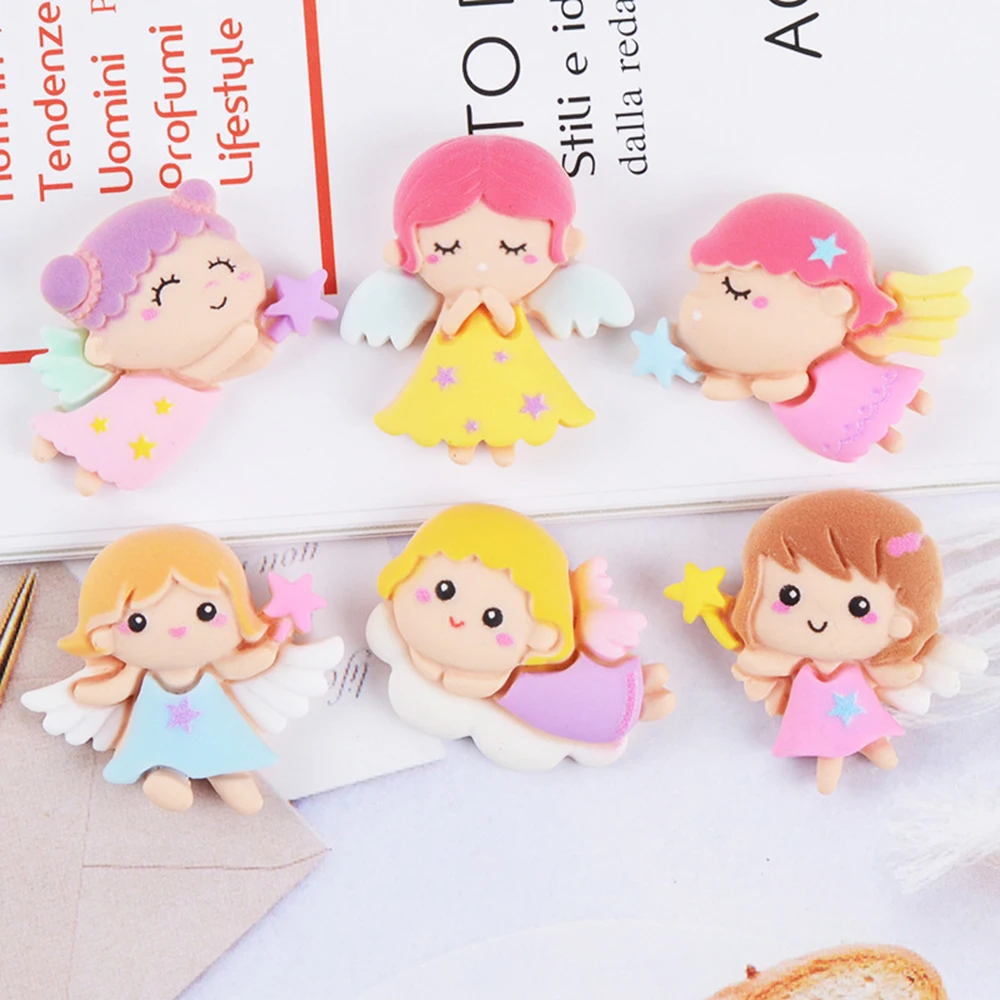 

10 Pcs Cute Angel Brooch Slime Fluffy Charms Resin Accessories DIY Necklace Decoration Mobile Phone Case Accessories