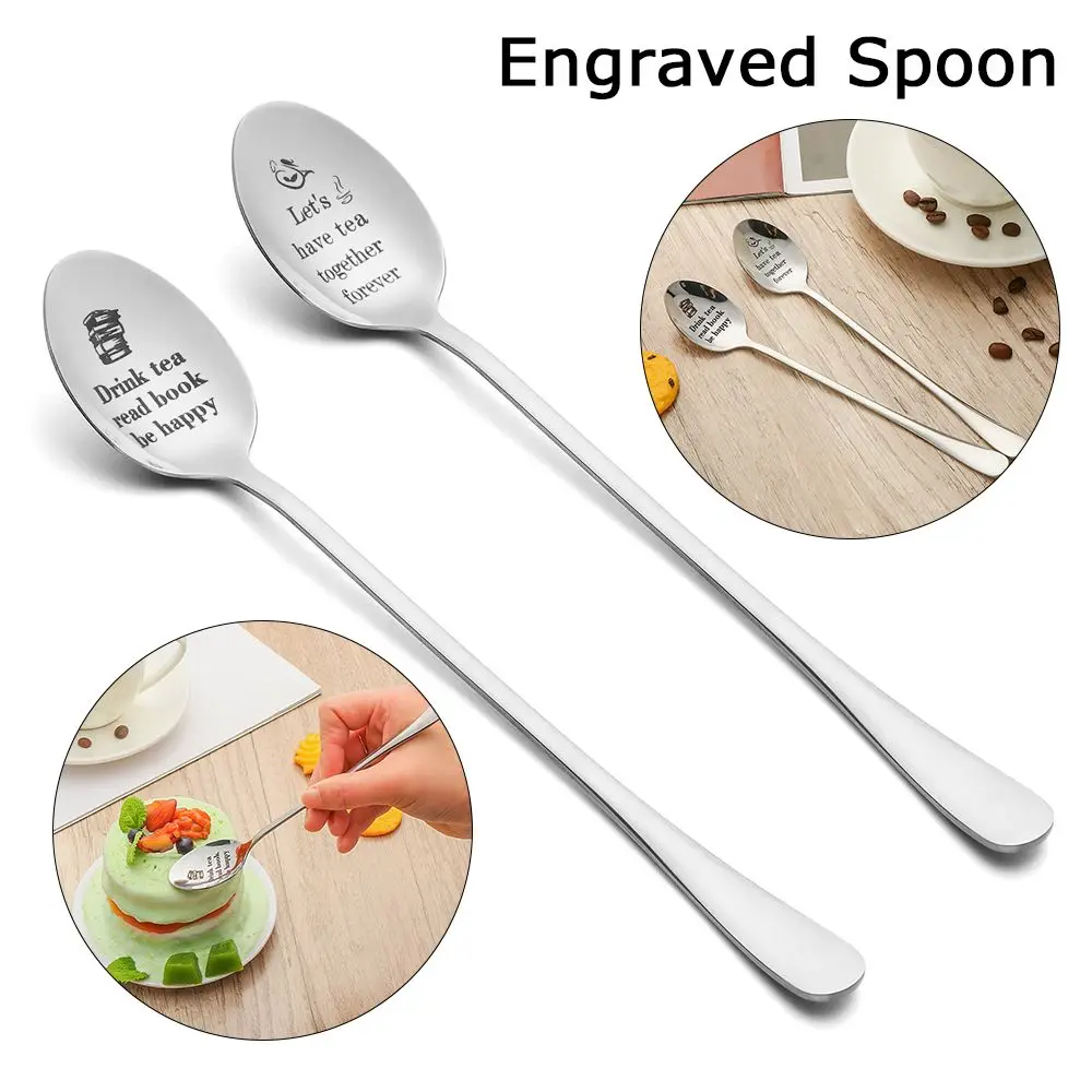 

Letter Print Best Present Anniversary Couple Valentine's Day Gift Coffee Spoons Teaspoon Love Spoon Engraved Spoon