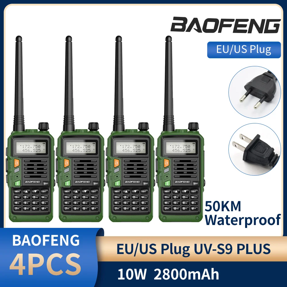 4/2 PCS BaoFeng UV-S9 Plus Powerful Walkie Talkie 10W 10KM Long Range Ham Two Way Radio Two Way Radio Dual Band Dual Transceiver