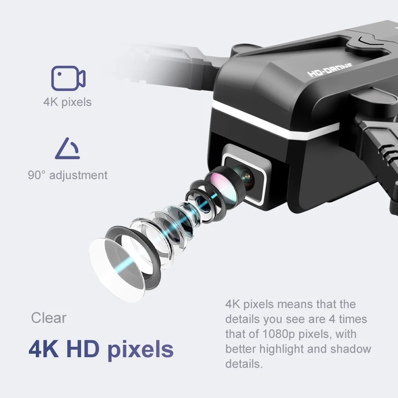 Дрон KK1 2022 новый HD 4K с камерой двойной линзы мини-складывающийся самолет RC вертолет квадрокоптер с передачей в реальном времени.