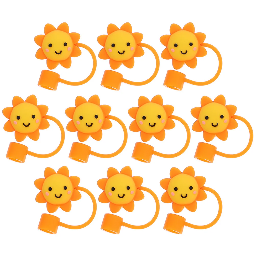 

10pcs Sun Shape Straw Covers Silicone Straw End Plugs Straw Protection Caps