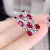 genuine 925 sterling silver ruby gemstone ring for females anillos de red ruby silver 925 jewelry bizuteria anel women diwenfu