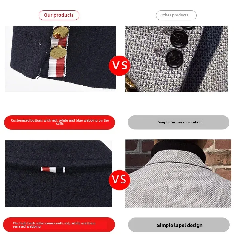 Осенний новый мужской шерстяной утепленный повседневный пиджак с лацканами в