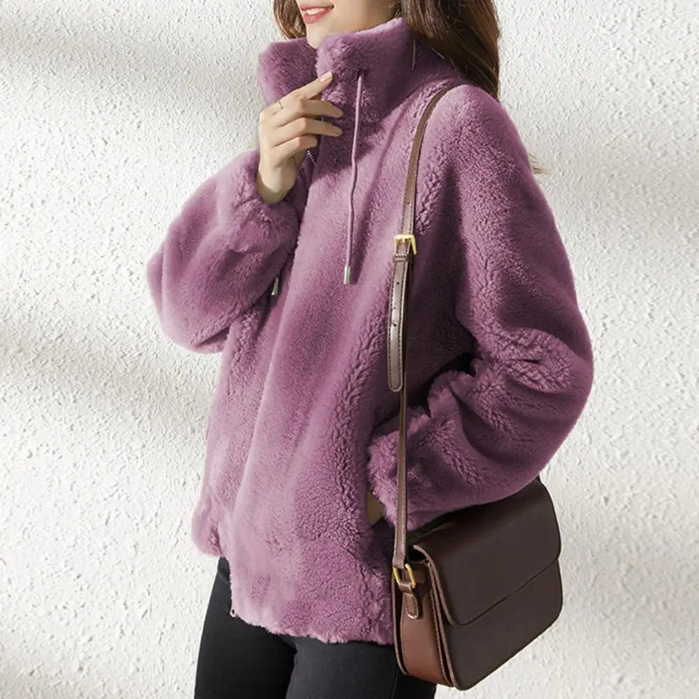 

Chic Winter Jacket Solid Color Outwear Winter Coat Cozy Pure Color Winter Jacket