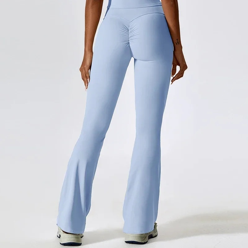 Расклешенные леггинсы штаны для йоги спортивные колготки женские брюки-клеш с