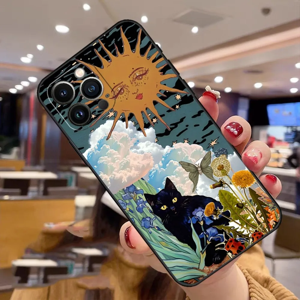 Чехол для телефона с абстрактным изображением кота Iphone 11 15 Pro Max 12 Mini 13 14 X Xr Xs 6 6s 8 7