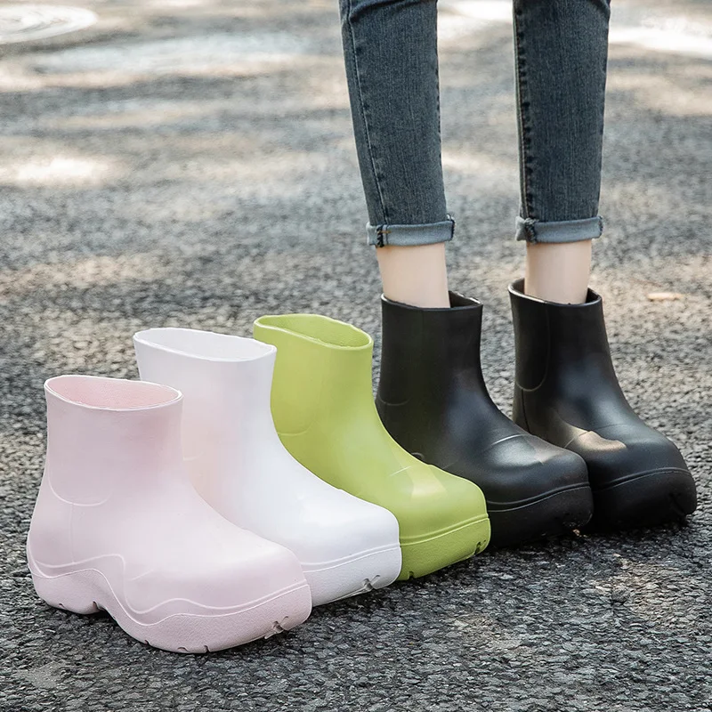 2022 Ankle Rain Boots Women Summer New Candy Color Waterproof Non-slip Rain Shoes Thick Bottom Warm Water Boots