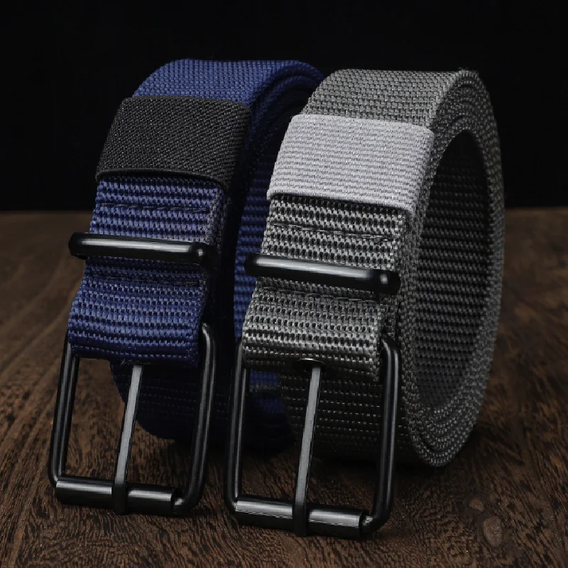 High Quality Fashionable Elastic Canvas Belt for Women Men Knitted Waistband Pin Buckle Adjustable Casual Canvas Belts for Jeans