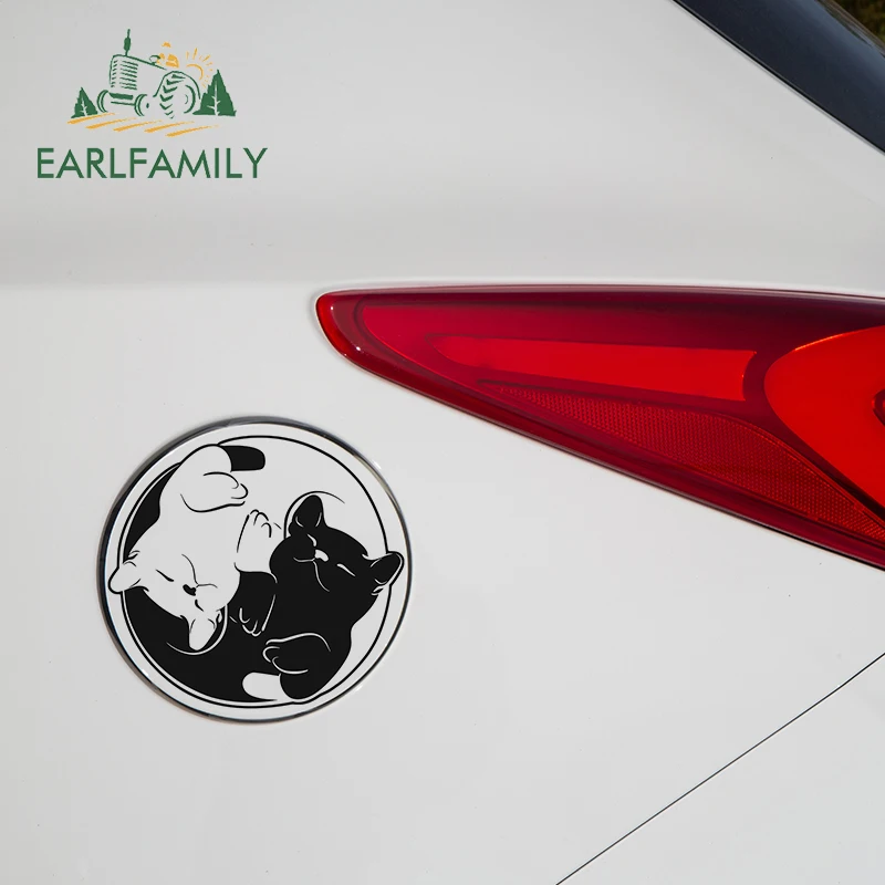 Милые автомобильные наклейки EARLFAMILY в стиле кота иньян 13 см Простые